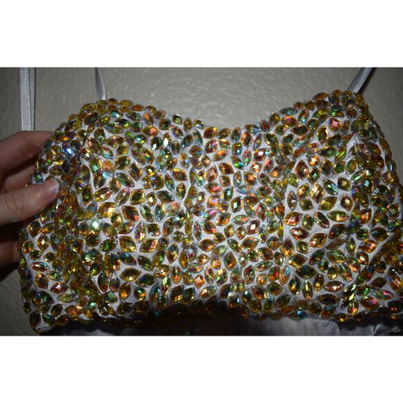 La Femme Embellished Strapless White Tulle Dress Size 00 - Picture 5 of 9